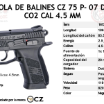 PISTOLA DE BALINES METALICOS CZ 75 P 07 DUTY C02 CAL 4.5MM