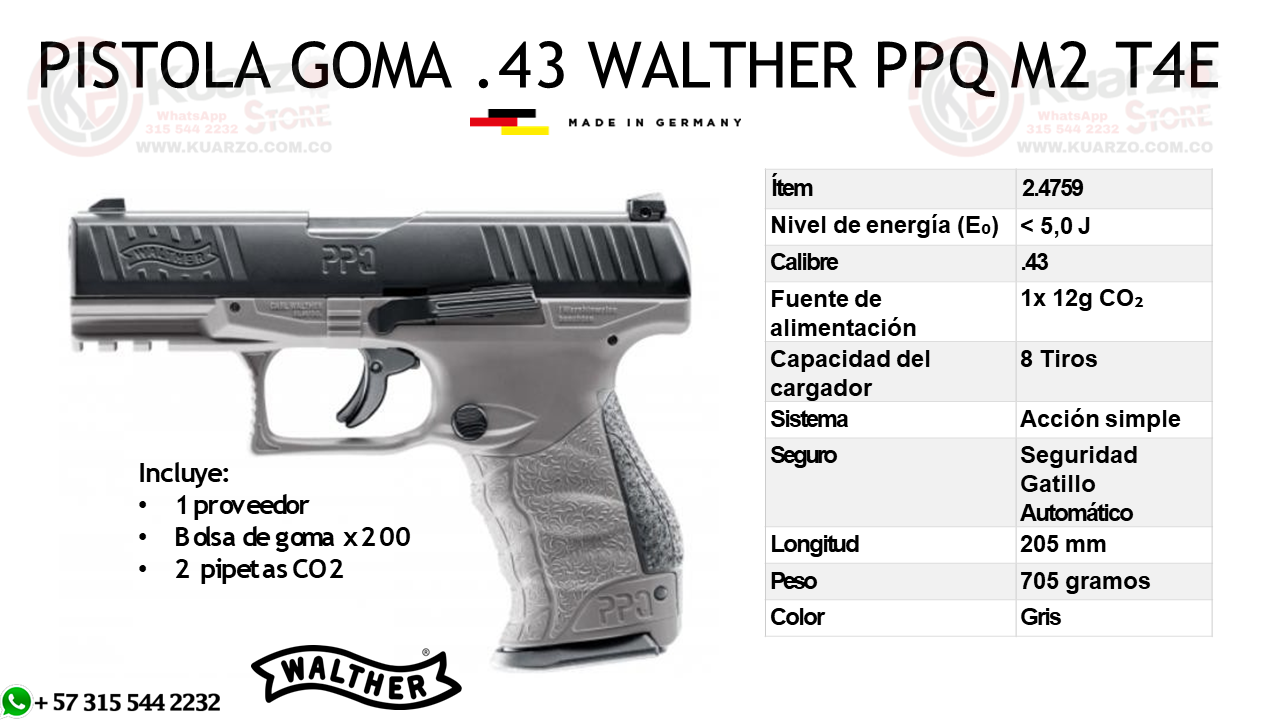 Pistola Fogueo Walther PPQ M2