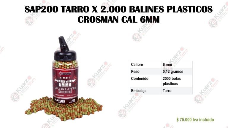 SAP200 TARRO x2000 BALINES PLASTICOS CROSMAN CAL 6MM