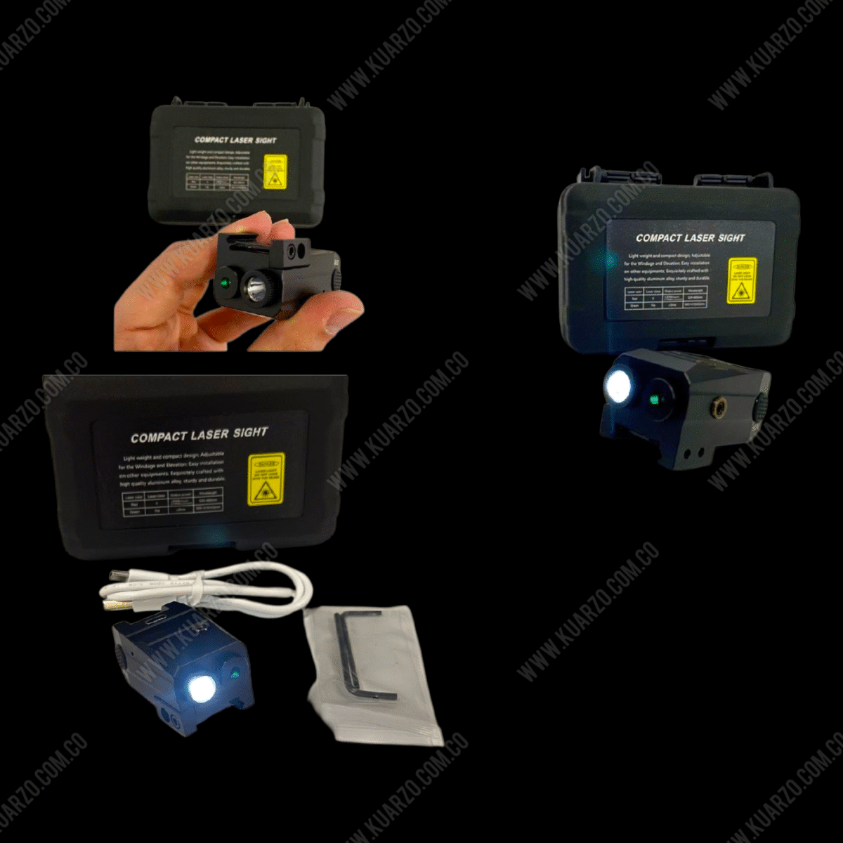 LASER VERDE CON LINTERNA PARA PISTOLA O RIFLE EN RIEL PICANTINI