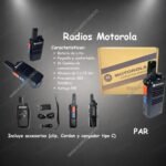 Radios de Comunicación Motorola Walkie Talkie PAR: Alcance 1.5km Canales 16 [Batería de Litio y Cargador C]