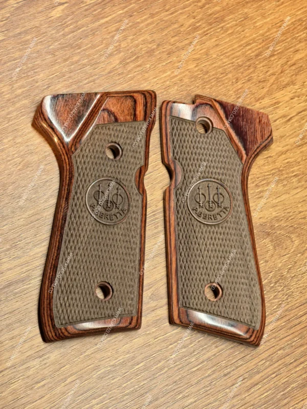 Cachas de Lujo de Madera con Cuadriculado Táctico Checkered para Beretta 92FS, Fogueo Ekol Firat, Blow F92 : Máximo Agarre Profesional
