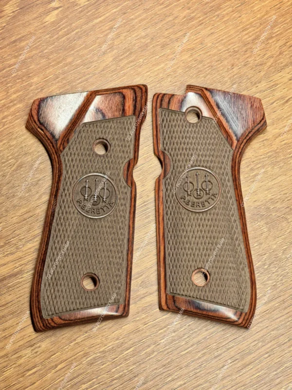 Cachas de Lujo de Madera Lisa Acabado Caoba Clásico para Beretta 92FS, Fogueo Ekol Firat, Blow F92 : Estilo Retro Elegante