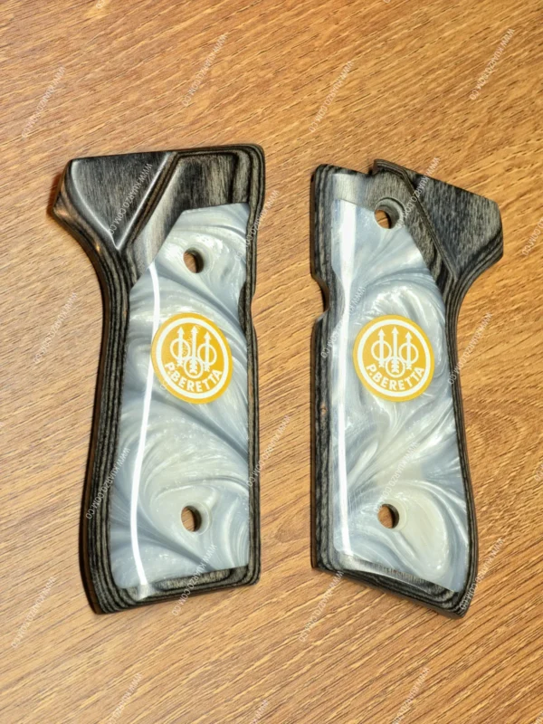 Cachas de Lujo Tipo Nácar Perlado Blanco Premium para Beretta 92FS, Fogueo Ekol Firat, Blow F92 : Exclusividad y Brillo Distinguido