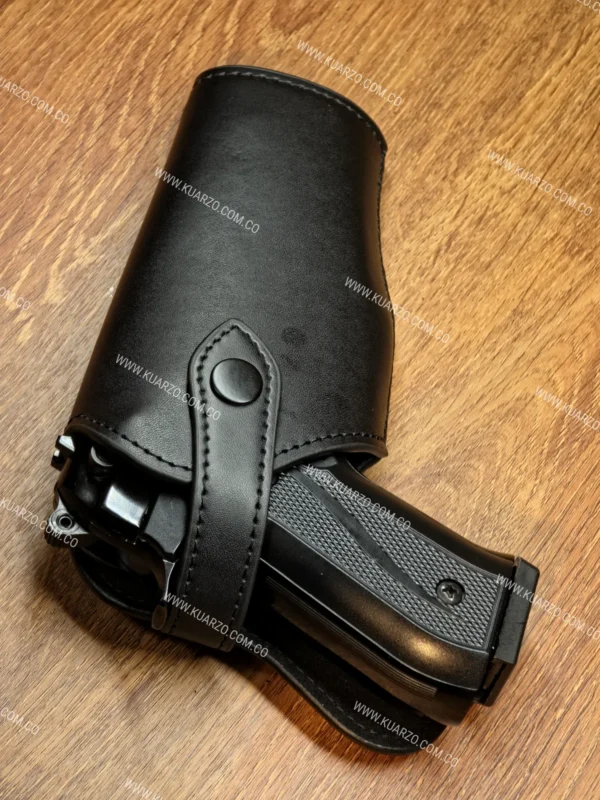 Funda de Cuerotex con Broche de Retención Beretta 92FS, Taurus PT92, Indumil Córdova, Fogueo Ekol, Blow, Retay, Airsoft CO2 [Seguridad Policial Táctica]