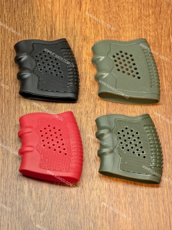 Set de Grips Tácticos de Goma Ventilados Antideslizantes para Pistola Glock, Indumil Córdova, Fogueo y Airsoft [Pack 4 Colores]
